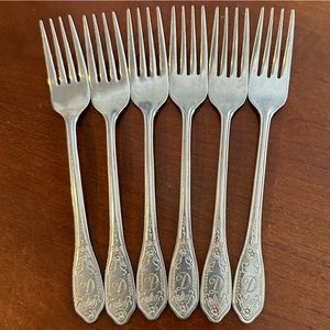 Rogers Kenwood Stainless Flatware Monogrammed "D” Forks Lot of 6